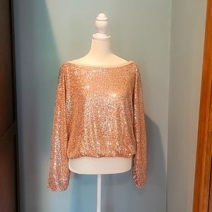 Women's Sequin Rose Gold top. Size Medium.